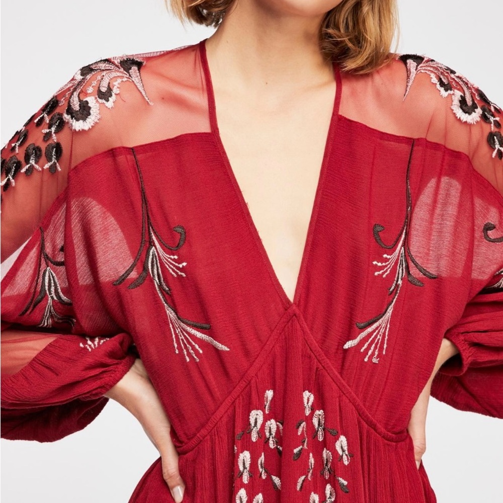 Free People Bonjour Embroidered Mini Dress Size Small